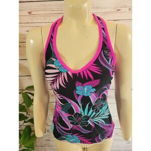 ZeroXposur Tankini Swimsuit Top Size XS Multicolor Floral Pink black blue